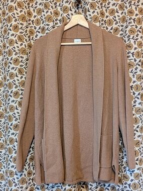 J. Crew Open-Front Shawl Collar Cardigan in Camel